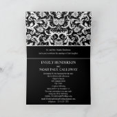Invitation Élégance noire et blanche Mariage damassé victorie (Intérieur)