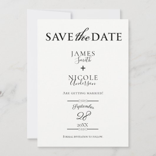 Invitation Élégance noire moderne minimale photo complète Sav (Devant)