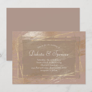 Invitation Élégance nue Rose peintre Mariage Gold Blush
