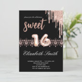 Invitation Elégance or noir, sweet sixteen or rose (Debout devant)