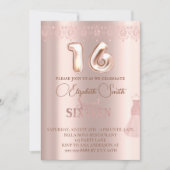 Invitation Elégance or rose, sweet sixteen (Devant)