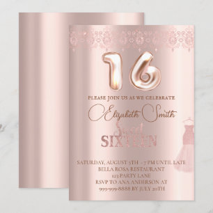 Invitation Elégance or rose, sweet sixteen