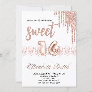 Invitation Elégance or rose, sweet sixteen or rose