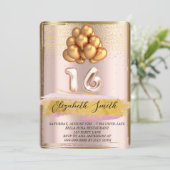 Invitation Elégance or, sweet sixteen or rose (Debout devant)