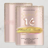 Invitation Elégance or, sweet sixteen or rose (Devant / Derrière)