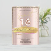 Invitation Elégance or, sweet sixteen or rose (Debout devant)