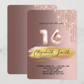 Invitation Elégance or, sweet sixteen or rose (Devant / Derrière)