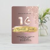 Invitation Elégance or, sweet sixteen or rose (Debout devant)