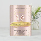 Invitation Elégance or, sweet sixteen or rose Invitat (Debout devant)