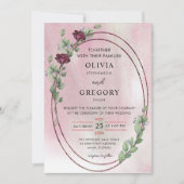 Invitation Elegance Pastel Rustic Rose & Mariage Eucalyptus (Devant)