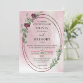 Invitation Elegance Pastel Rustic Rose & Mariage Eucalyptus (Debout devant)