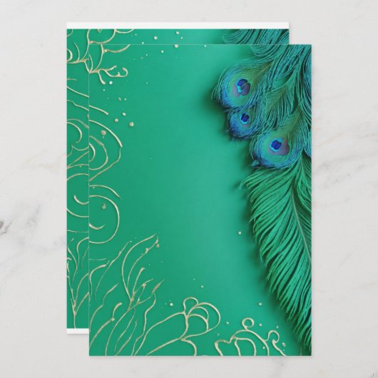 Invitation Élégance Peacock dévoilée (Devant / Derrière)