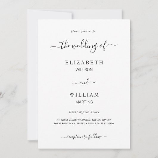 Invitation Elegance QR Code RSVP Calligraphy Script Mariage (Devant)