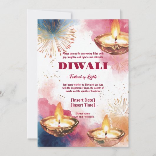 Invitation Élégance Radiant Diwali (Devant)