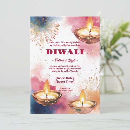 Invitation Élégance Radiant Diwali (Debout devant)