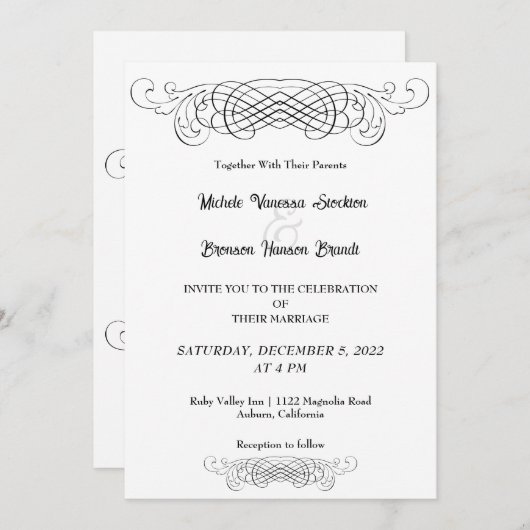 Invitation Élégance raffinée (Devant / Derrière)