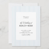 Invitation Élégance rayée bleu poussiéreux Mariage de classe (Devant)