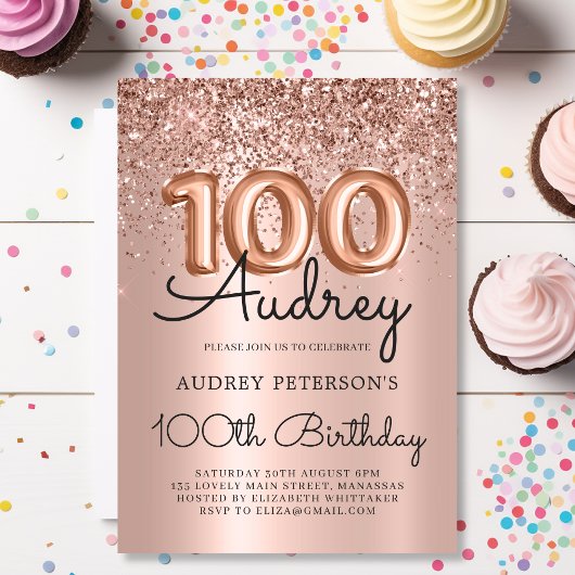 Invitation Elegance Rose Gold Parties scintillant Balloon 100