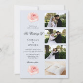 Invitation Elegance Rose rose et collage 4 Mariage photo (Devant)