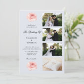 Invitation Elegance Rose rose et collage 4 Mariage photo (Debout devant)