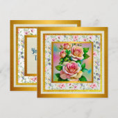 Invitation Élégance Roses Rose et Jaune Aquarelle Pastel (Devant / Derrière)