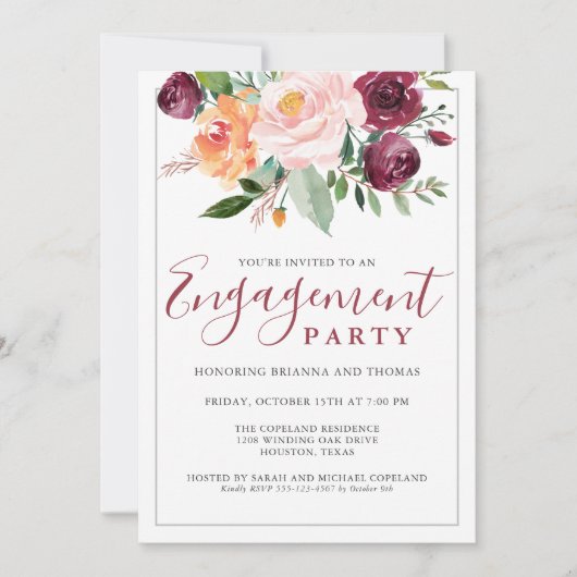 Invitation Elégance rustique Bouquet floral (Devant)