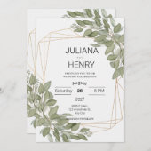 Invitation Élégance rustique de la verdure aquarelle eucalypt (Devant / Derrière)