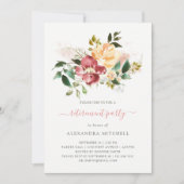 Invitation Élégance rustique| Fête de la retraite florale (Devant)