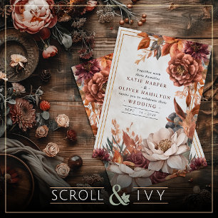 Invitation Elégance rustique, Mariage floral d'automne
