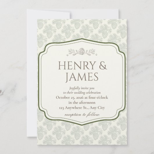 Invitation Élégance Rustique Pinecone Automne (Devant)