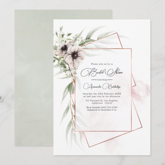 Invitation Élégance Rustique Réception de Mariage Géométrique (Devant / Derrière)