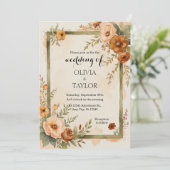 Invitation Élégance rustique Vintage chaude Mariage floral (Debout devant)