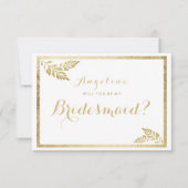 Invitation Élégance simple blanc doré floral Bridesmaid (Devant)