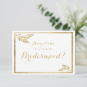 Invitation Élégance simple blanc doré floral Bridesmaid (Debout devant)