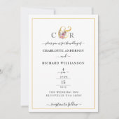 Invitation Élégance simple, bordure or et surface (Devant)