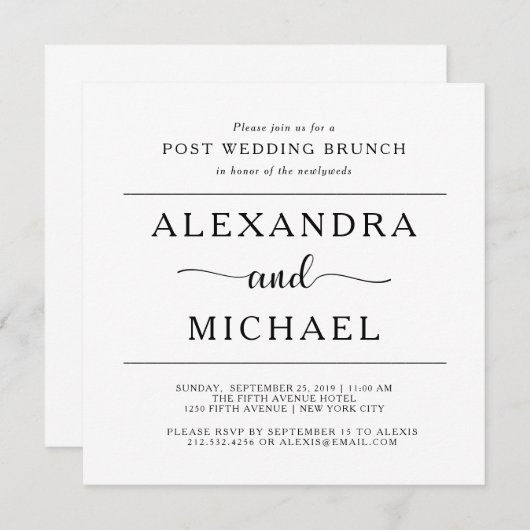 Invitation Élégance simple | Brunch minimaliste Mariage (Devant / Derrière)