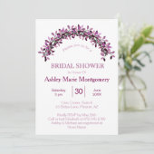 Invitation Élégance Simple Mariage Feuilles Violettes Arche (Debout devant)