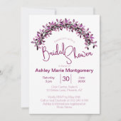 Invitation Élégance Simple Mariage Fleurie Arche Violet (Devant)