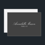Invitation Élégance Simple | Marque-Place<br><div class="desc">Cette carte de place simple mais élégante comporte le nom de l'invité et le numéro de table sur un fond noir doux. Cependant,  la couleur de fond et les champs de texte sont entièrement personnalisables.</div>