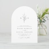 Invitation Élégance simple monogramme botanique mariage rusti (Debout devant)