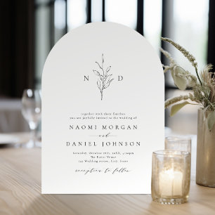 Invitation Élégance simple monogramme botanique mariage rusti