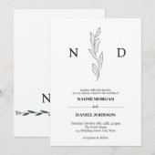 Invitation Élégance simple monogramme botanique moderne (Devant / Derrière)