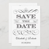 Invitation Élégance simple Noir et blanc Enregistrer la date (Devant / Derrière)
