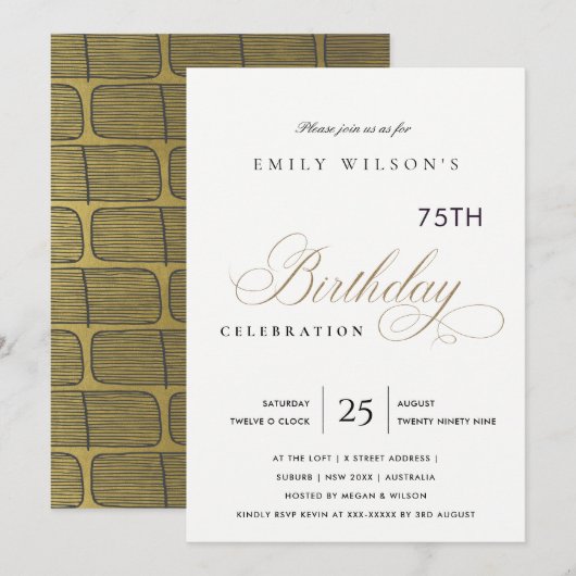 INVITATION ELEGANCE SIMPLE POUR TOUT ÂGE TYPOGRAPHIE NAISSANC (Devant / Derrière)