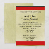 Invitation Élégance simple rouge, noir et or (Devant / Derrière)