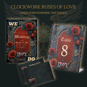 Invitation Élégance steampunk vintage Roses de l'amour à engr