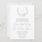 Invitation Élégance subtile | Mariage de monogramme de couron (Devant)