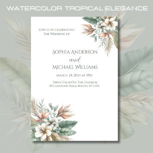 Invitation Elégance tropicale Aquarelle Mariage
