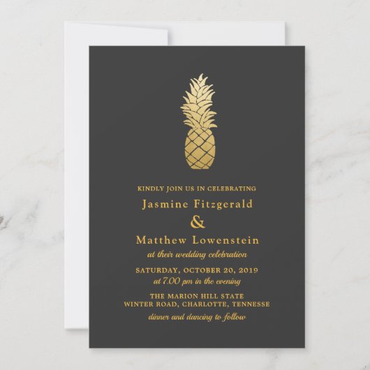 Invitation Élégance tropicale | Mariage ananas (Devant)