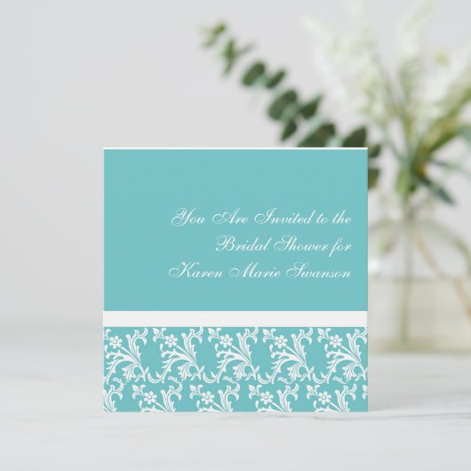 Invitation Élégance turquoise et blanche (Debout devant)